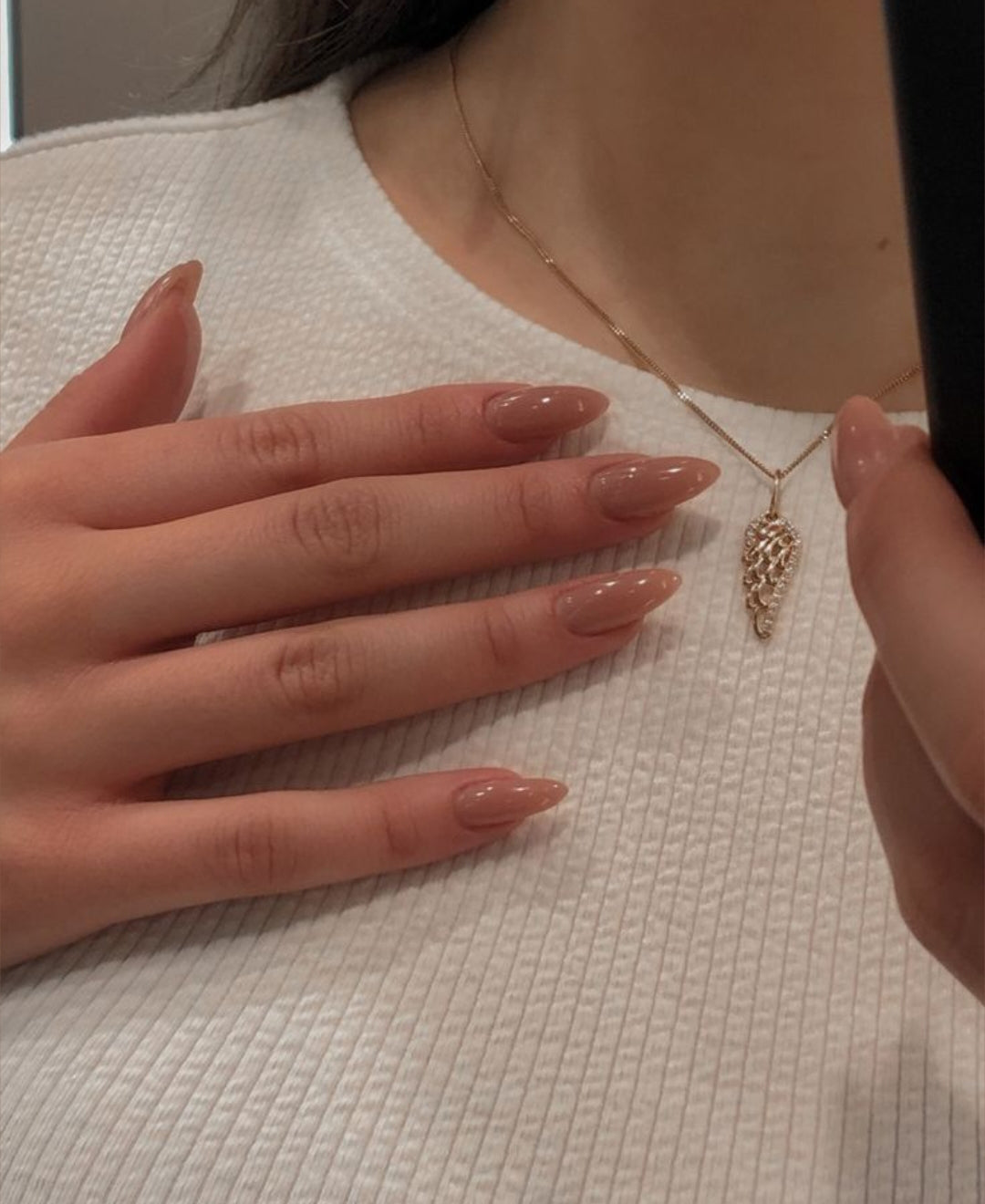 Nude Nails-30pcs Glossy Brown Gel Nails with Application Kit