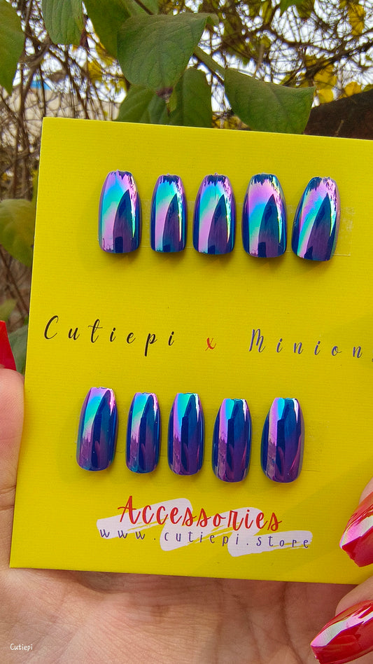 Mystic Haze – 24pcs Bluish Purple Glossy Nails