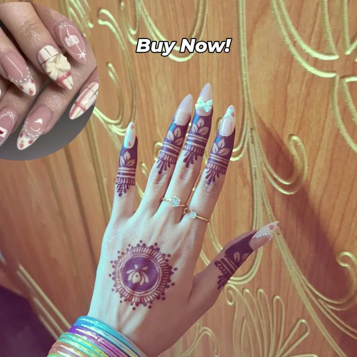 Royal pink-12pcs handmade nails with Application Kit