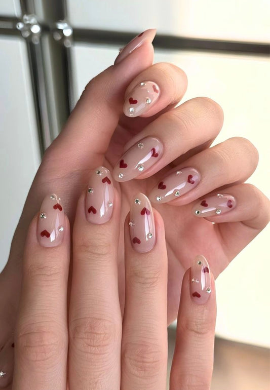 Heart Match-Premium 12pcs Nails with Application Kit