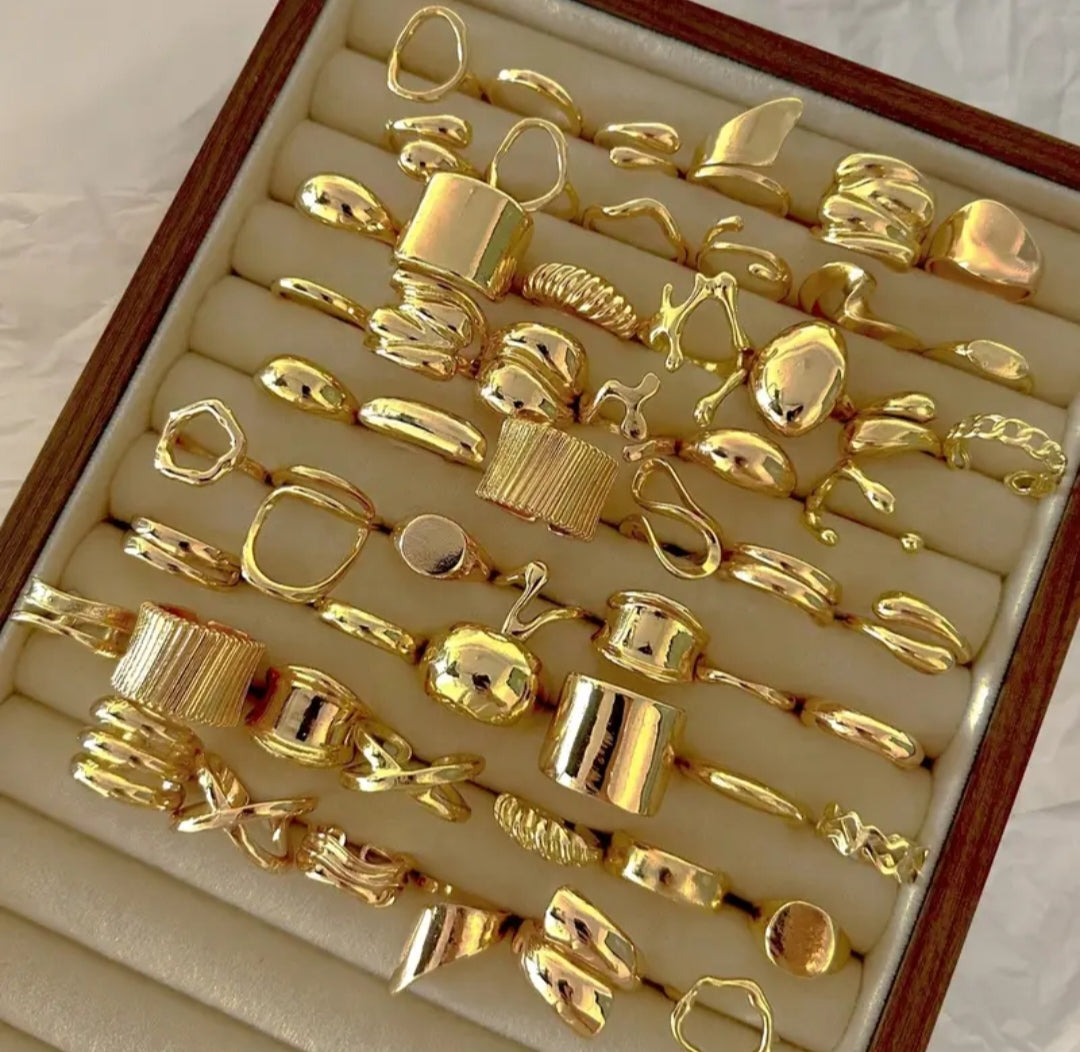 Pack of 3 Stainless Steel Gold Rings