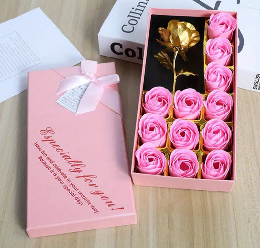 Gift Box- Scented Soaps with Acrylic Gold Rose