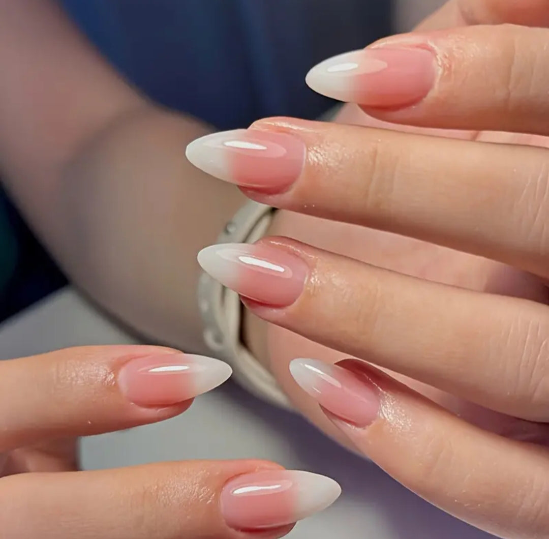 Bride French- Premium Natural Looking Nails - 12pcs with Application Kit (Bridal Wear)