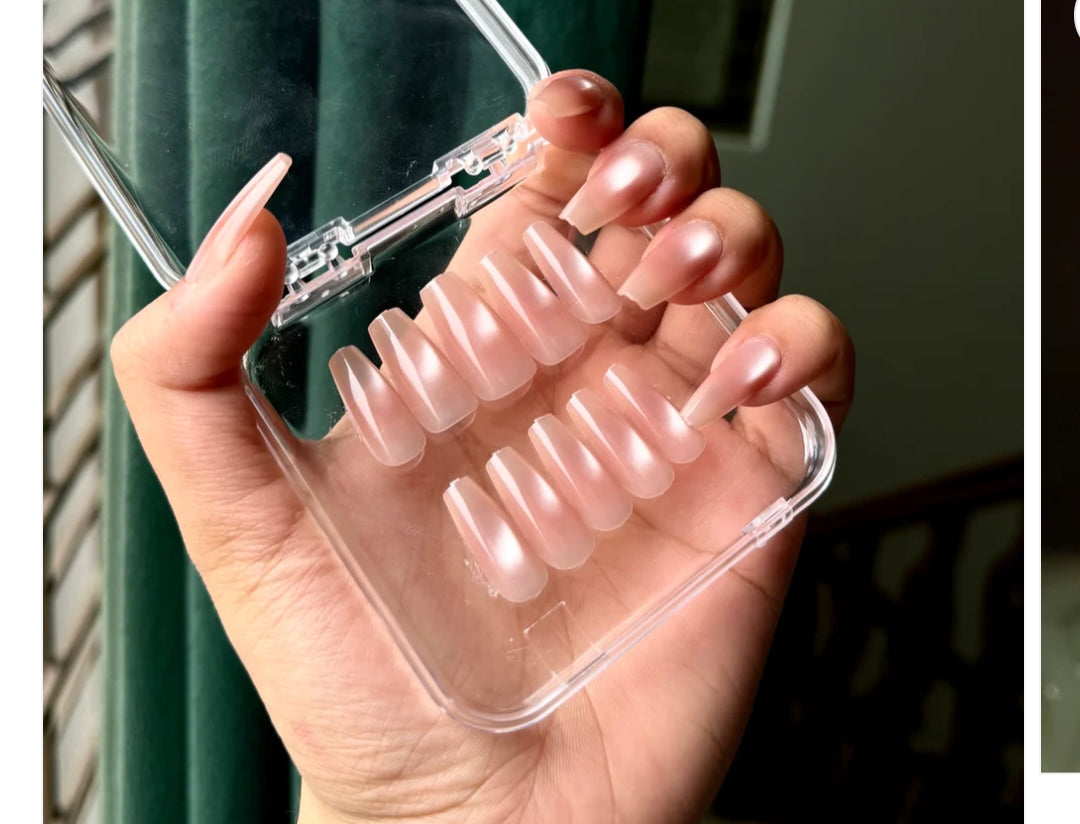 Bridal Elegance- Long Handmade Cat eye Nails - Premium Quality