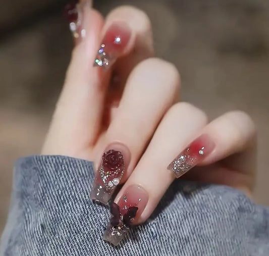 Rose Beauty✨ 24pcs Almond-Shaped Press-On Nails  💅