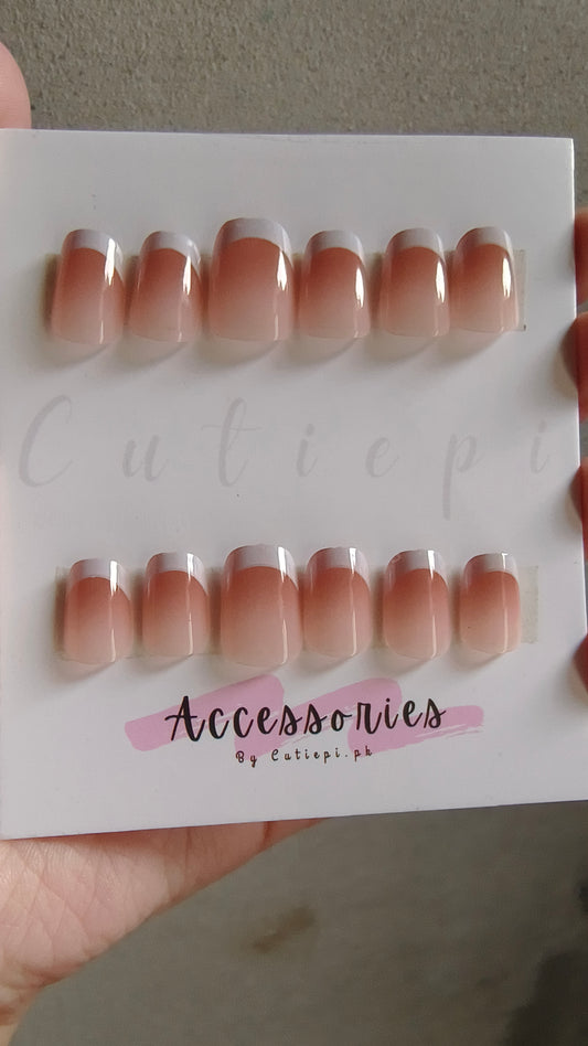 Blush Tip - 24pcs Pinkish Plain White French Tip Nails with Application Kit