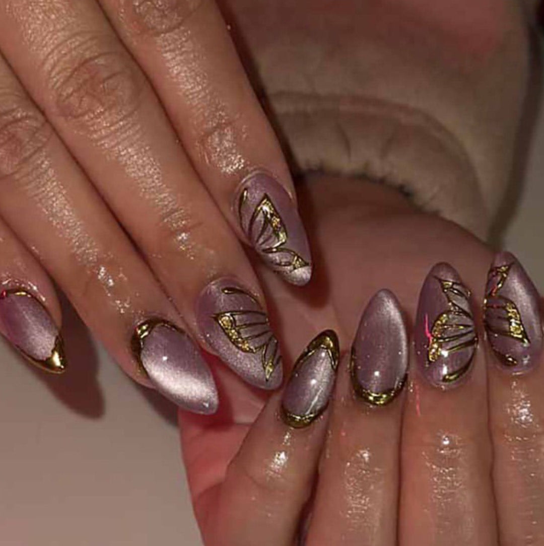 Lilac French- 20pcs Handmade Nail Set with application kit (Luxury edition)