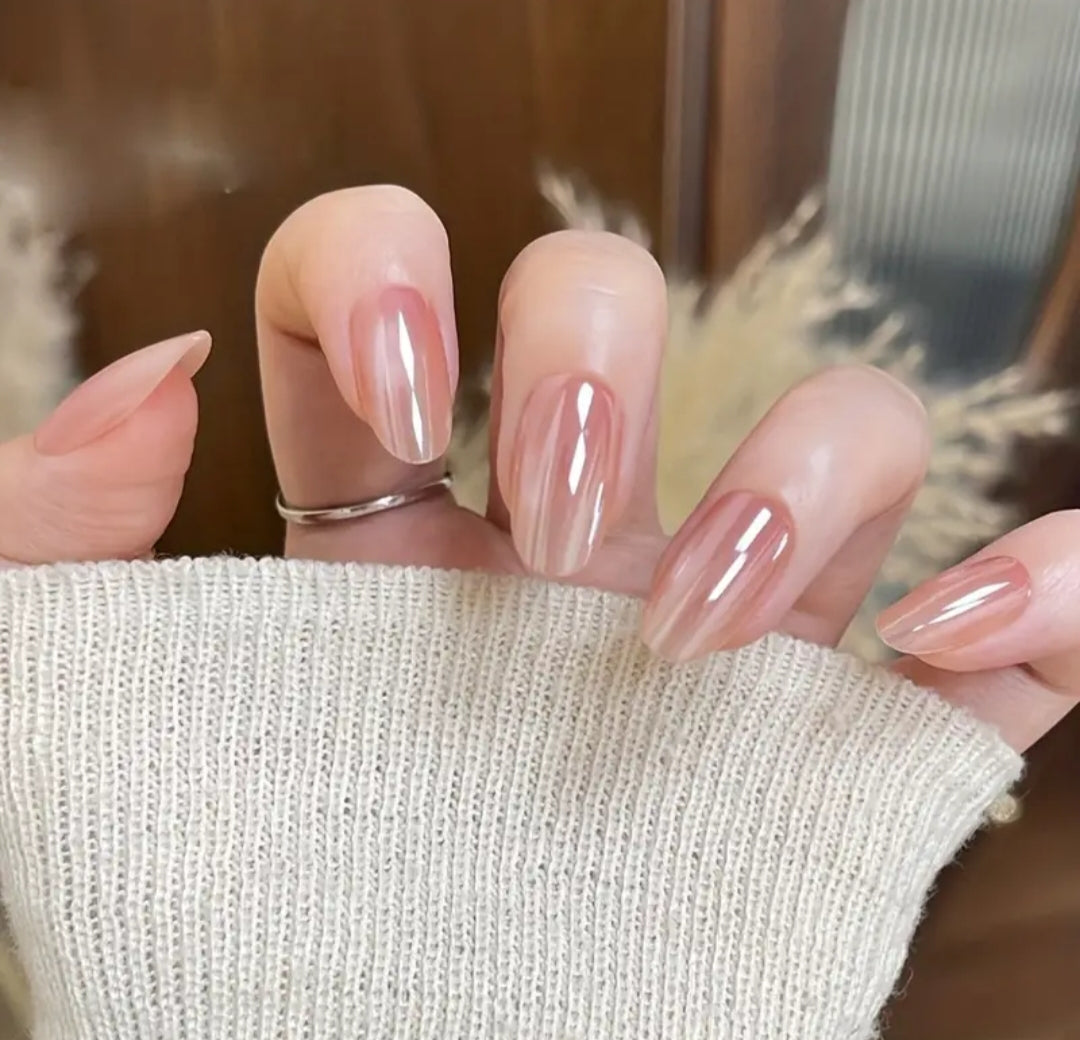 Gold Shine- 15pcs Glossy Gel Nails with application kit