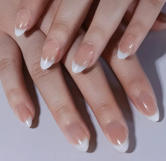 Mini French-20pcs Super Realistic French Nails with application Kit