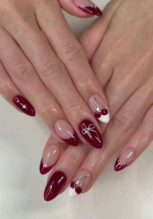 Pretty Red- 20pcs Cherry Nails with Application Kit