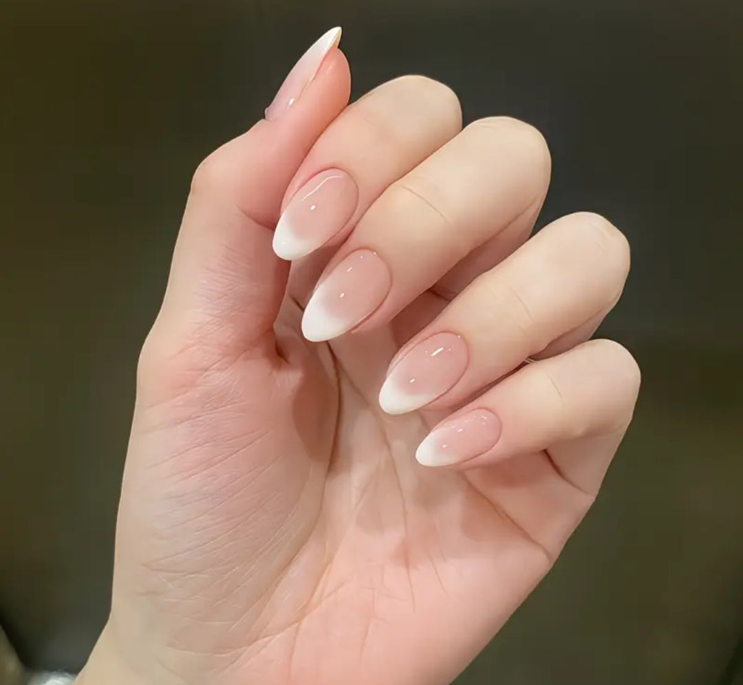 Natural French-Mini French Nails for real look-20pcs With Application Kit