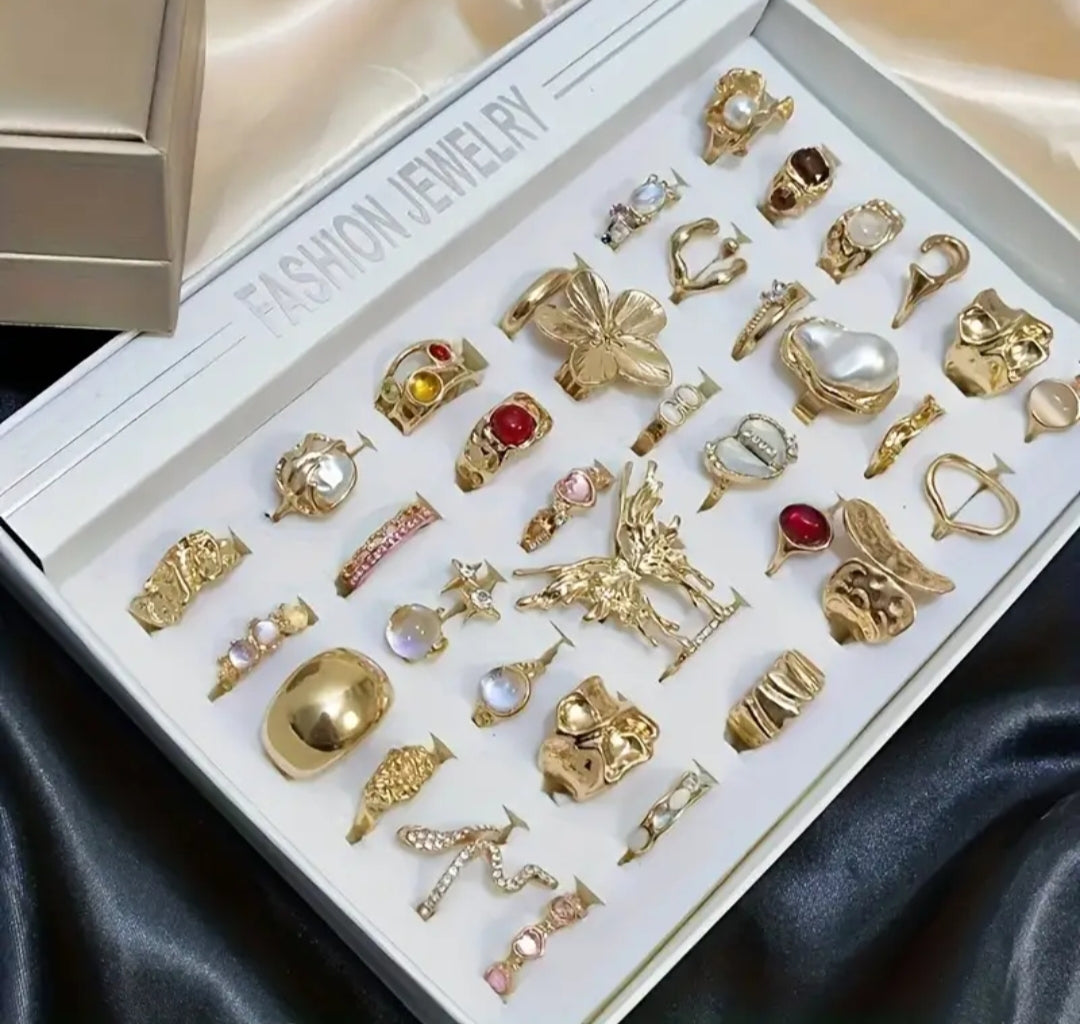 Pack of 2 Bulky Stone rings-Random Ring Designs – Cutiepi