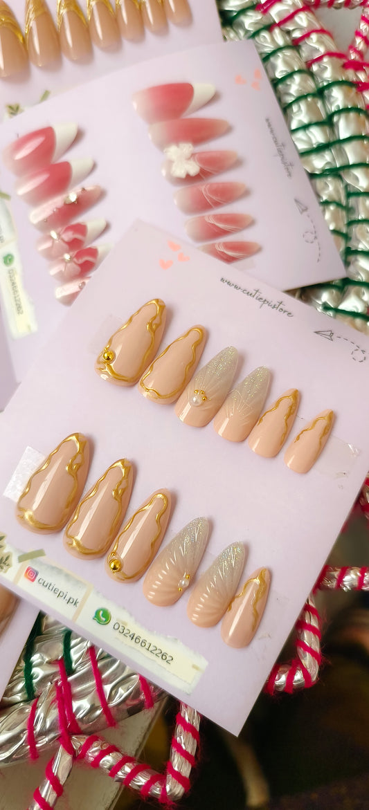 Candy Frost-12 pcs Handmade Nails with Application Kit (Bridal Wear)