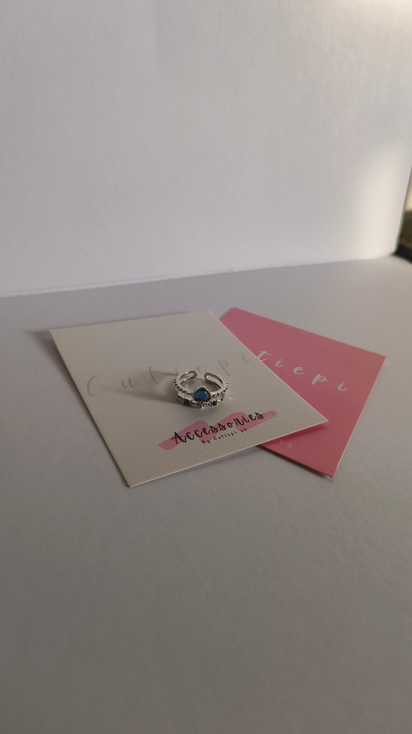 Double Layer Blue Heart Stone Ring – Elegant & Chic