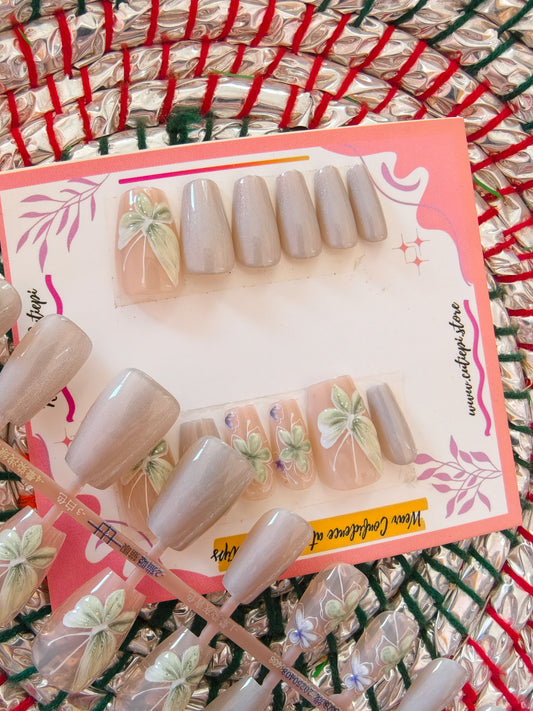Emerald Beauty - Premium 3d Handmade Nails with Application kit