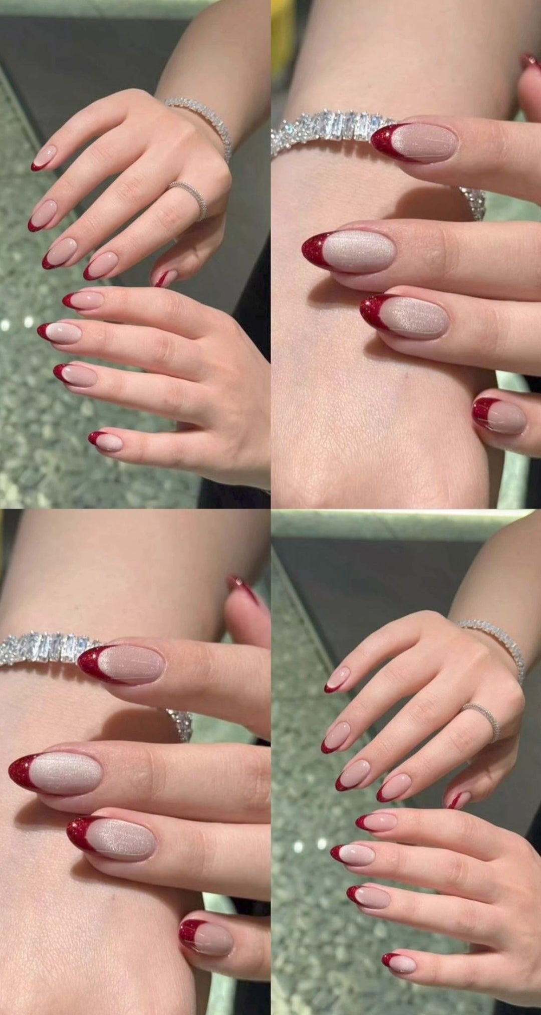 Shine French- Shimmery Red Cat Eye Nails with Application Kit (Best Seller)
