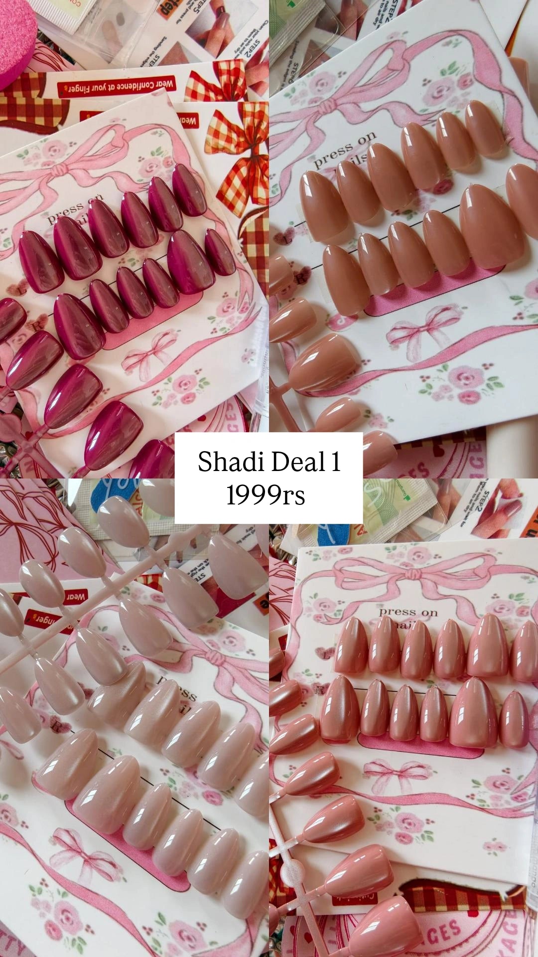 Shadi Deal 1- Pack of 4 Cat eye Nails with Application Kit