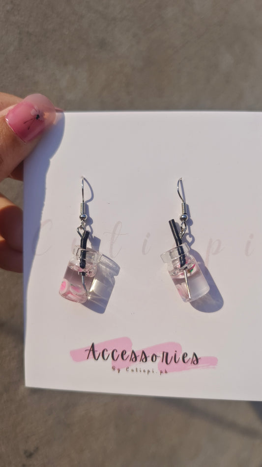 Transparent Boba Tea Earrings – Quirky & Fun Statement