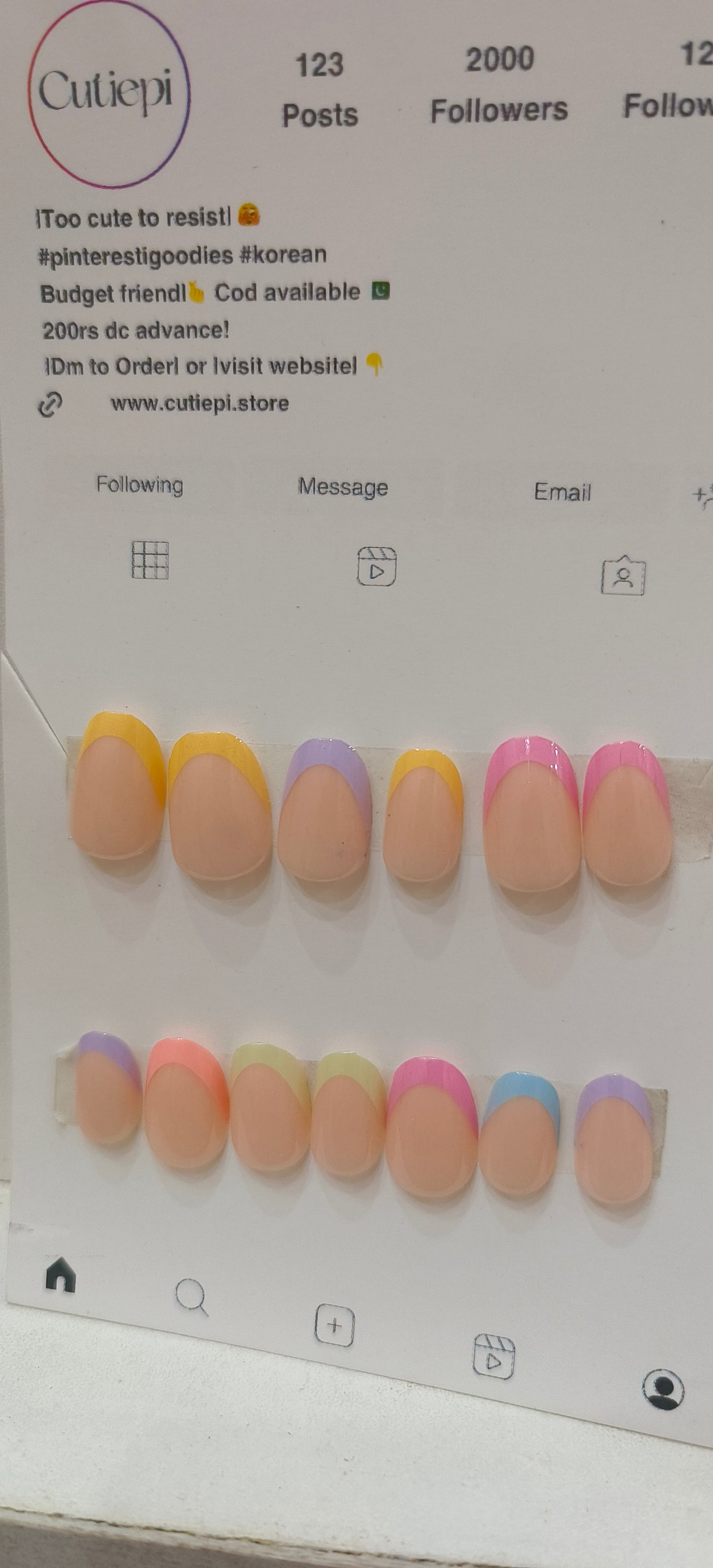 Rainbow Swirl Mini Nails- 20pcs nail set with Application kit