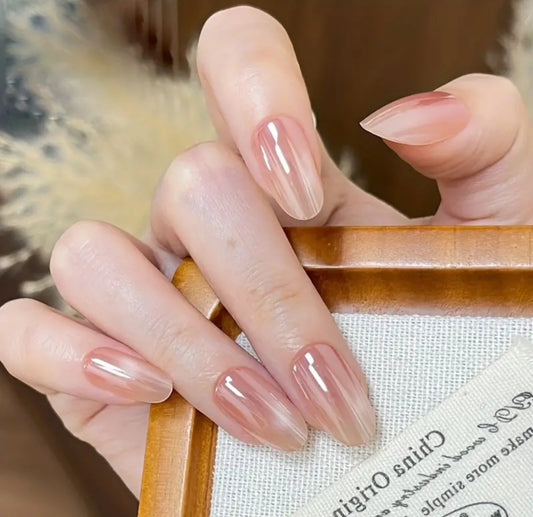 Gold Shine- 15pcs Glossy Gel Nails with application kit