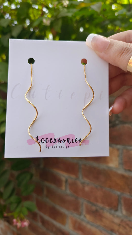 Stylish String earings- Gold plated
