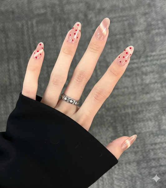 Polka Bliss- Premiun Gold Cat eye Nails with Application Kit