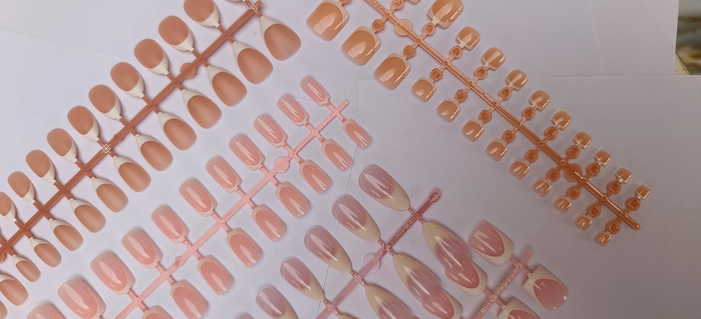 Pack of 3 French Nail sets (Random Styles) Premium Quality With application Kit