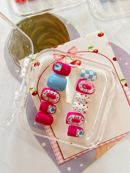 Candy Land- Handmade 12pcs Nail set with Application kit