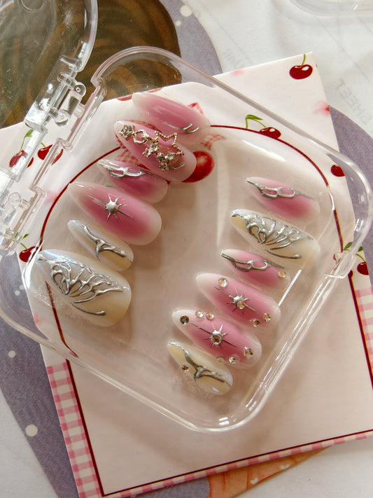 Genz special -Handmade 12pcs Nail set with Application kit