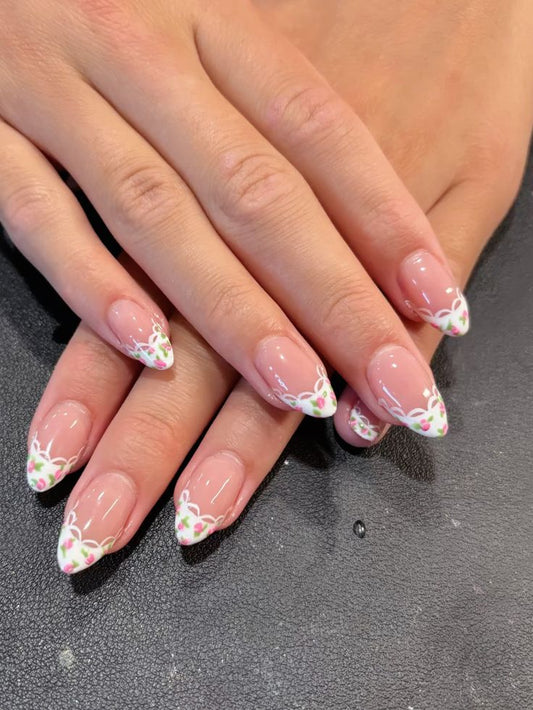 Floral Pink-24pcs Premium Nails with Application Kit