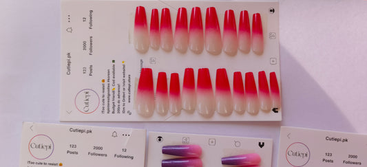 Gradient Nails- Long High quality Gel nails- 24pcs with Application kit