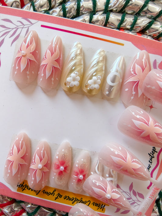 Jasmine Beauty- Premium 3d Handmade Nails with Application kit