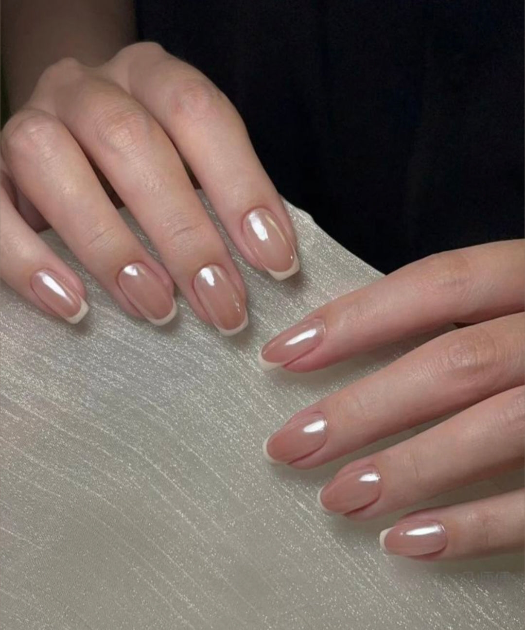 Chrome French- 24pcs Viral Square Nails with Application Kit