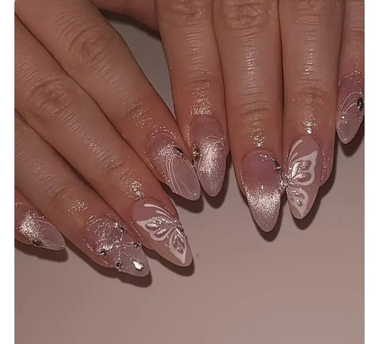 Butterfly Beauty- viral cat eye nails set with application kit (Eid special)