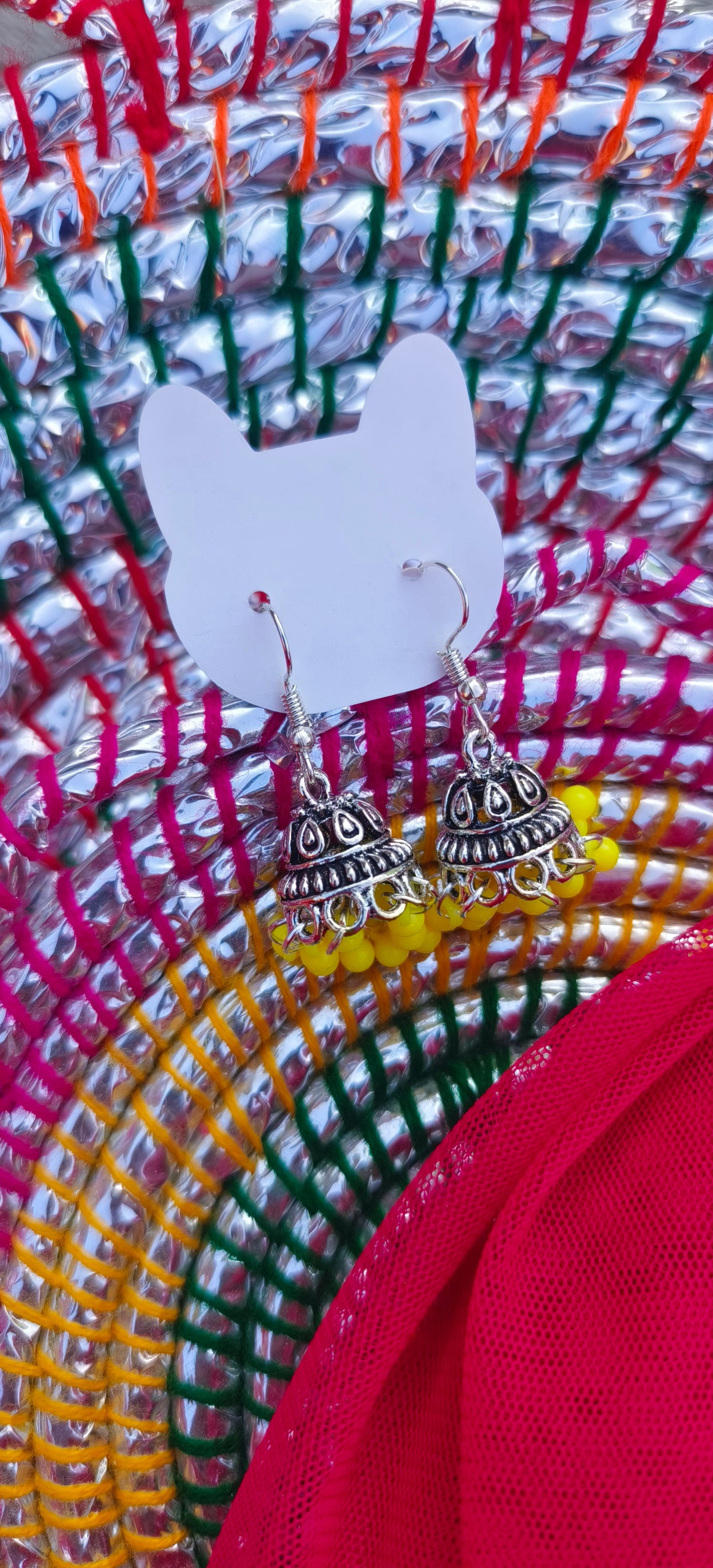 Eid Grace – Mini Silver yellow Jhumki