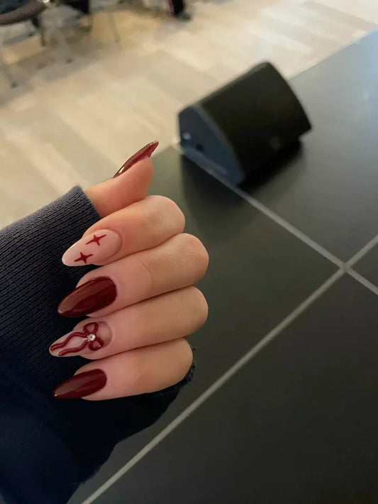 Scarlet Dream-24pcs cherry nails with Application kit