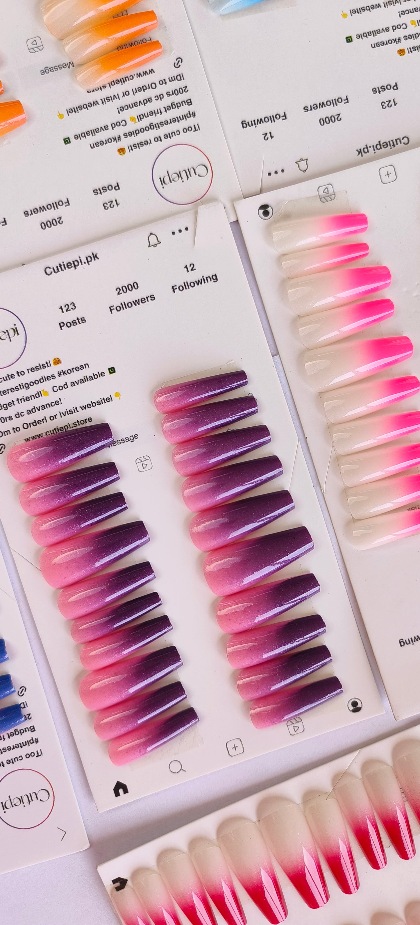 Gradient Nails- Long High quality Gel nails- 24pcs with Application kit