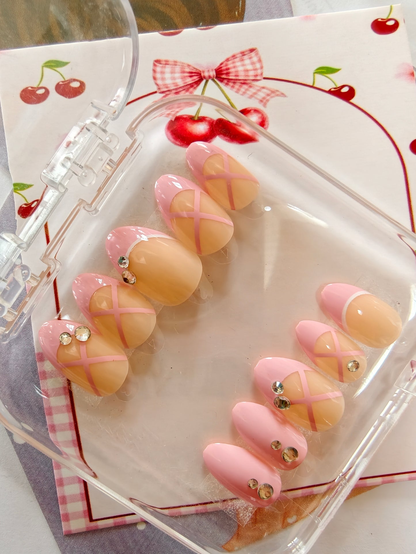 Barbie French- Handmade 12pcs Nail set with Application kit