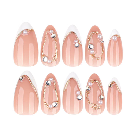3D French- Handmade Chrome Nails with Application Kit (Luxury Edition)