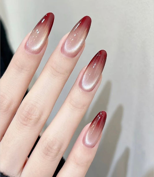 Sunset Dream -Gel based Cat eye Nails - 15pcs with Application Kit