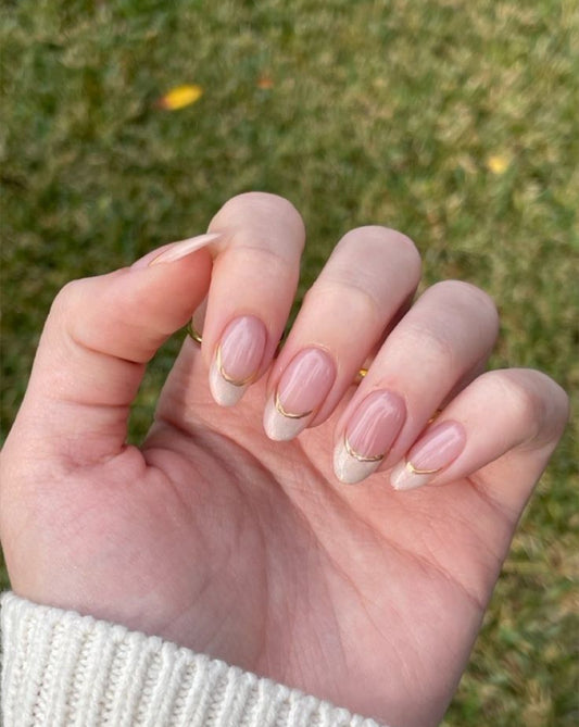 Gold Line-20 pcs French Nails with Application Kit