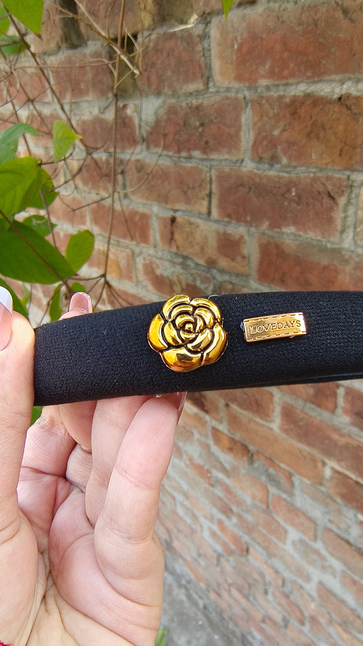 Luxurious Black Velvety Hair Band with Rose Charm - Premium Quality"