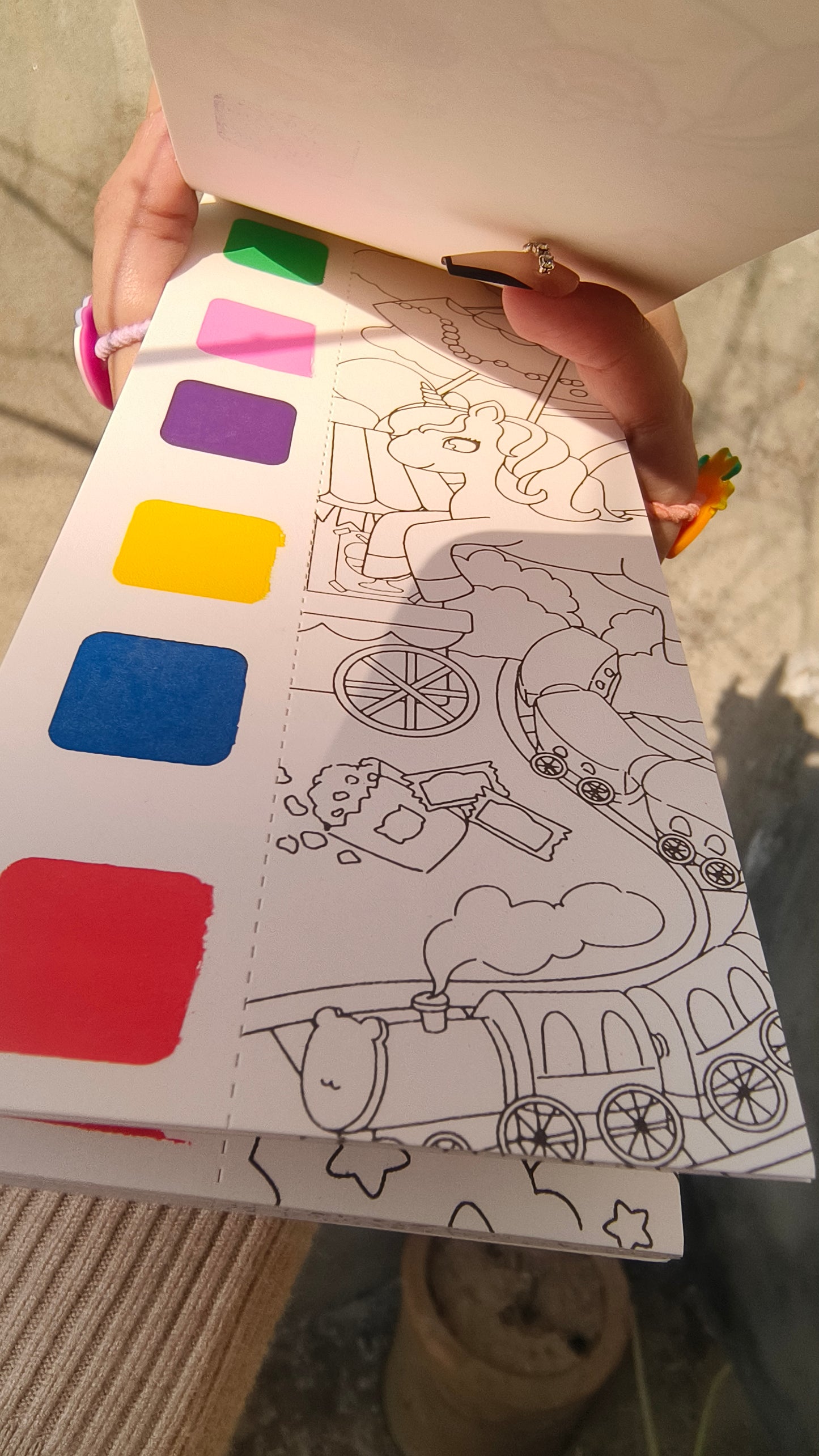 12-Page Watercolor Painting Book with Brush – Creativity at Your Fingertips" (colours on each page)