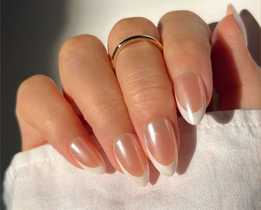 Glam French - 15pcs Shiny French Nails With Application Kit