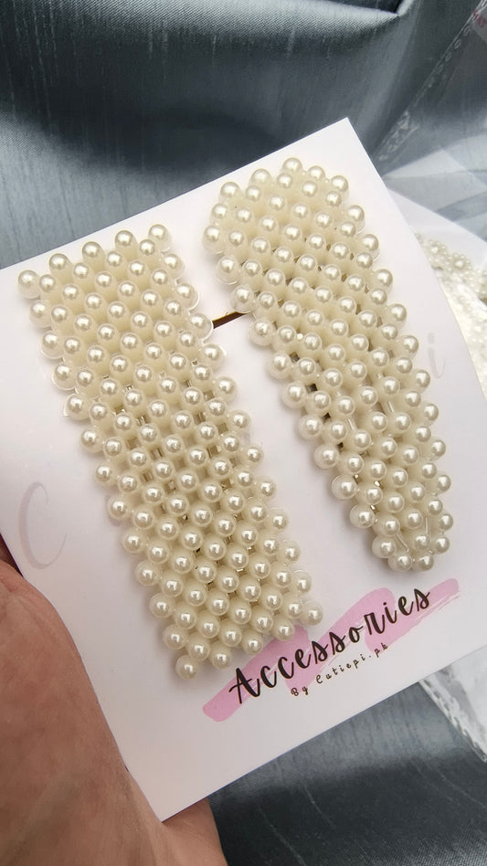 2pcs Vintage Style Imitation Pearl Hair Claw Clips Set