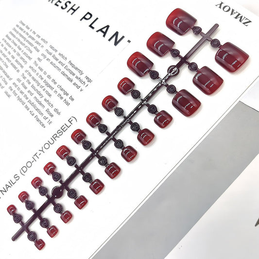 Scarlet Red-24pcs Toe Nails with Application Kit