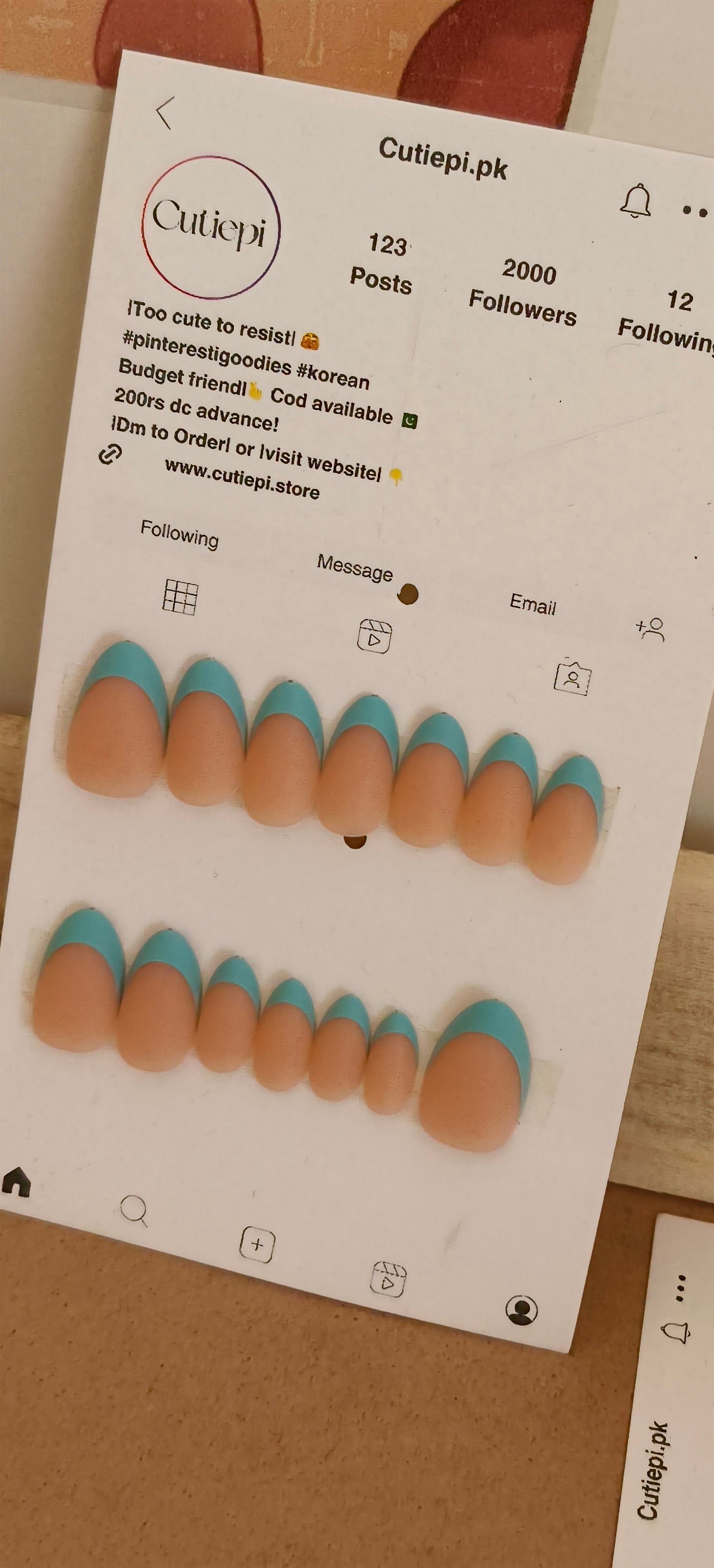 Emerald French – 15pcs Matte nails with Application Kit