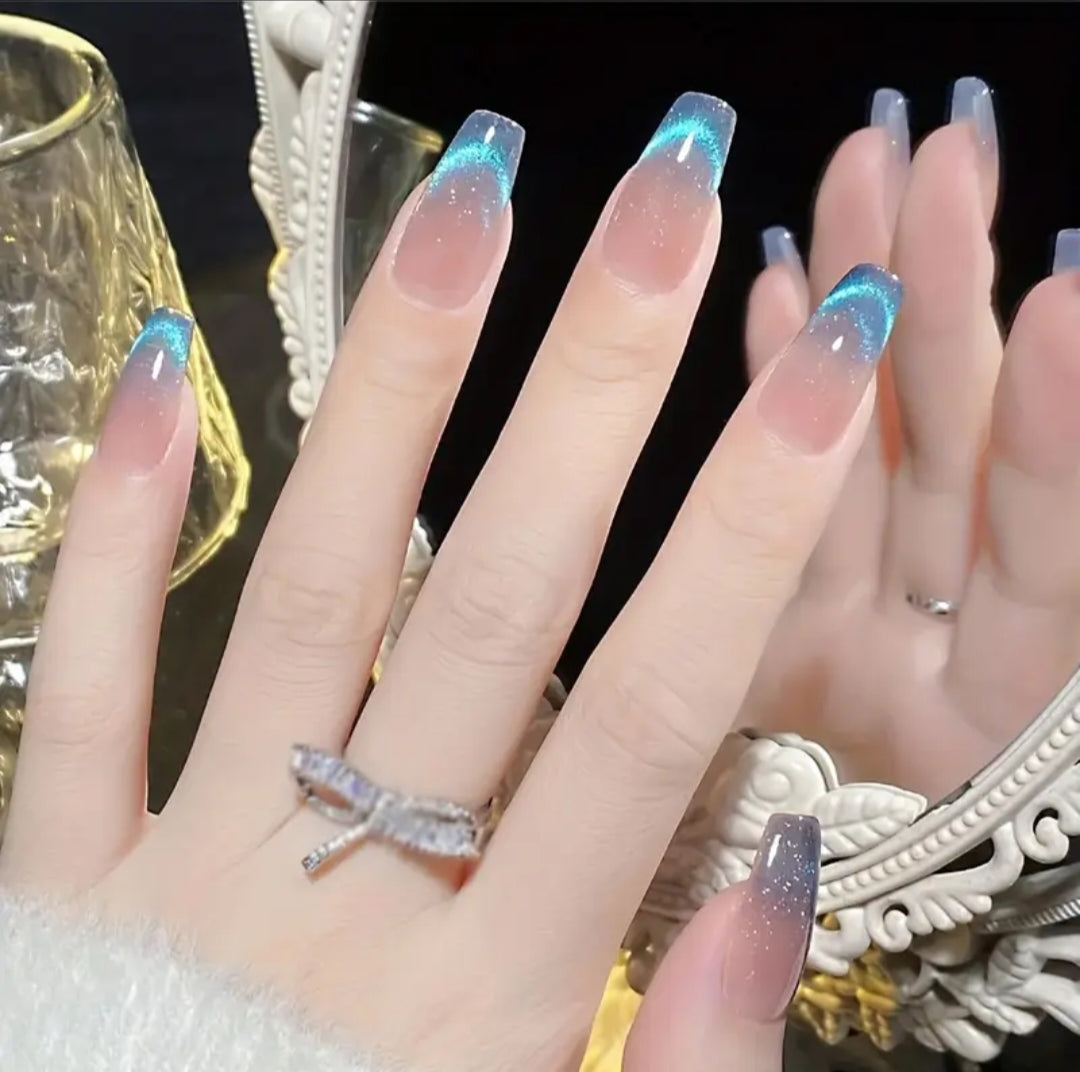 Aurora Tips- Cat eye nails 12 pcs with Application Kit