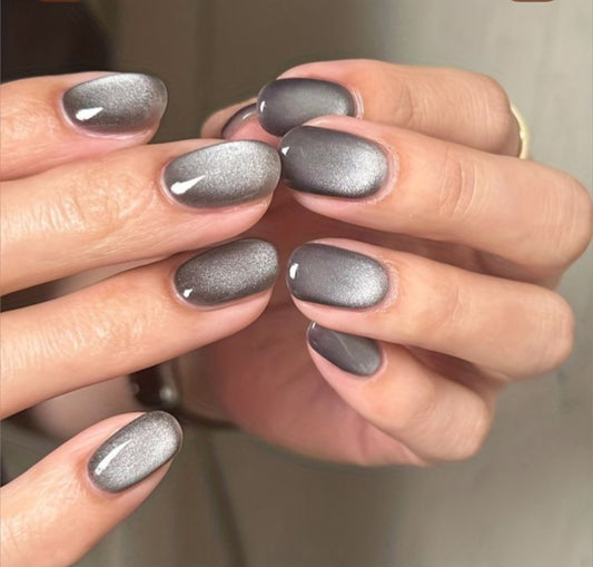 Stone Mist-12 pcs Cat eye Nails with Application Kit (Student Offer)