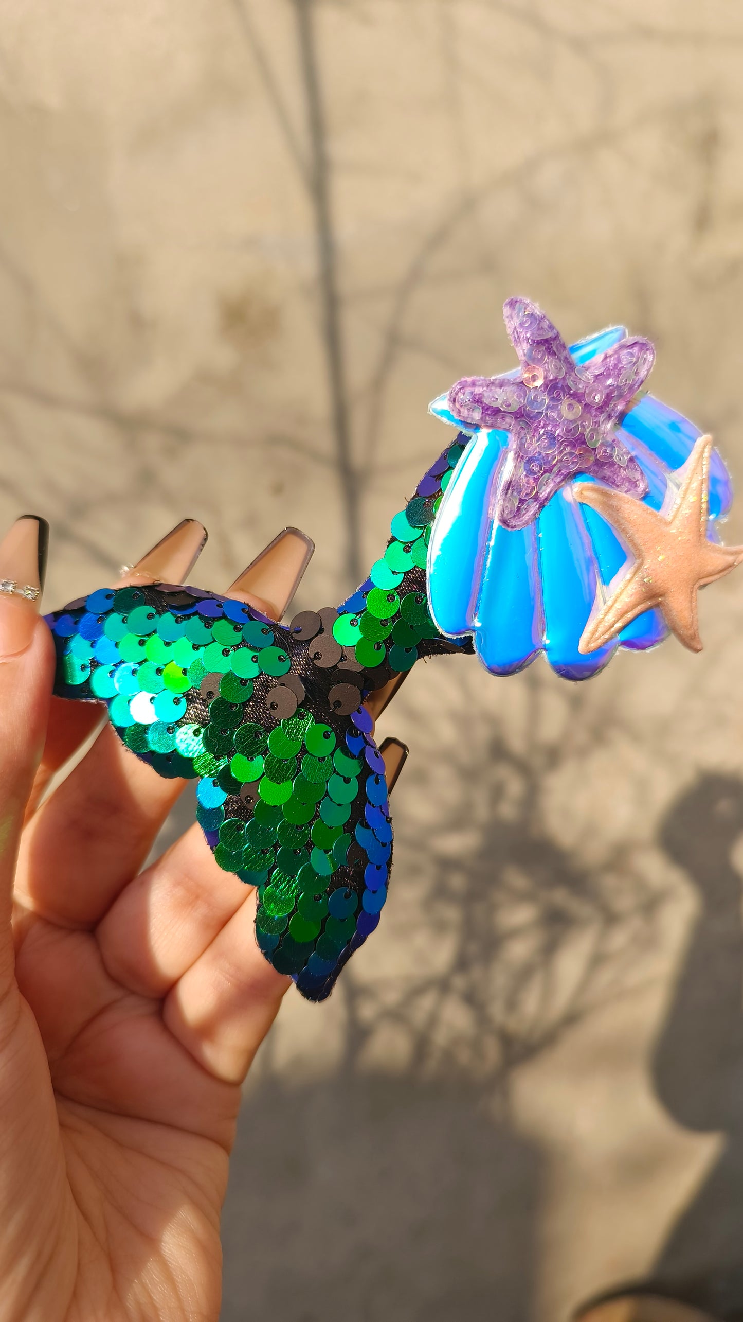 Glittery Mermaid Hairpin – Starfish & Shell Cartoon Princess Accessory"